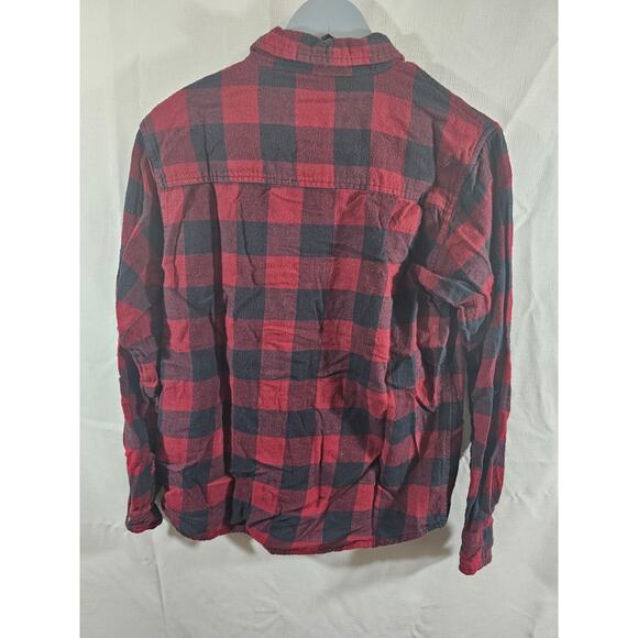 Mountain Ridge Button Down Flannel Shirt Red Black Plaid Long Sleeve Medium - Picture 6 of 7